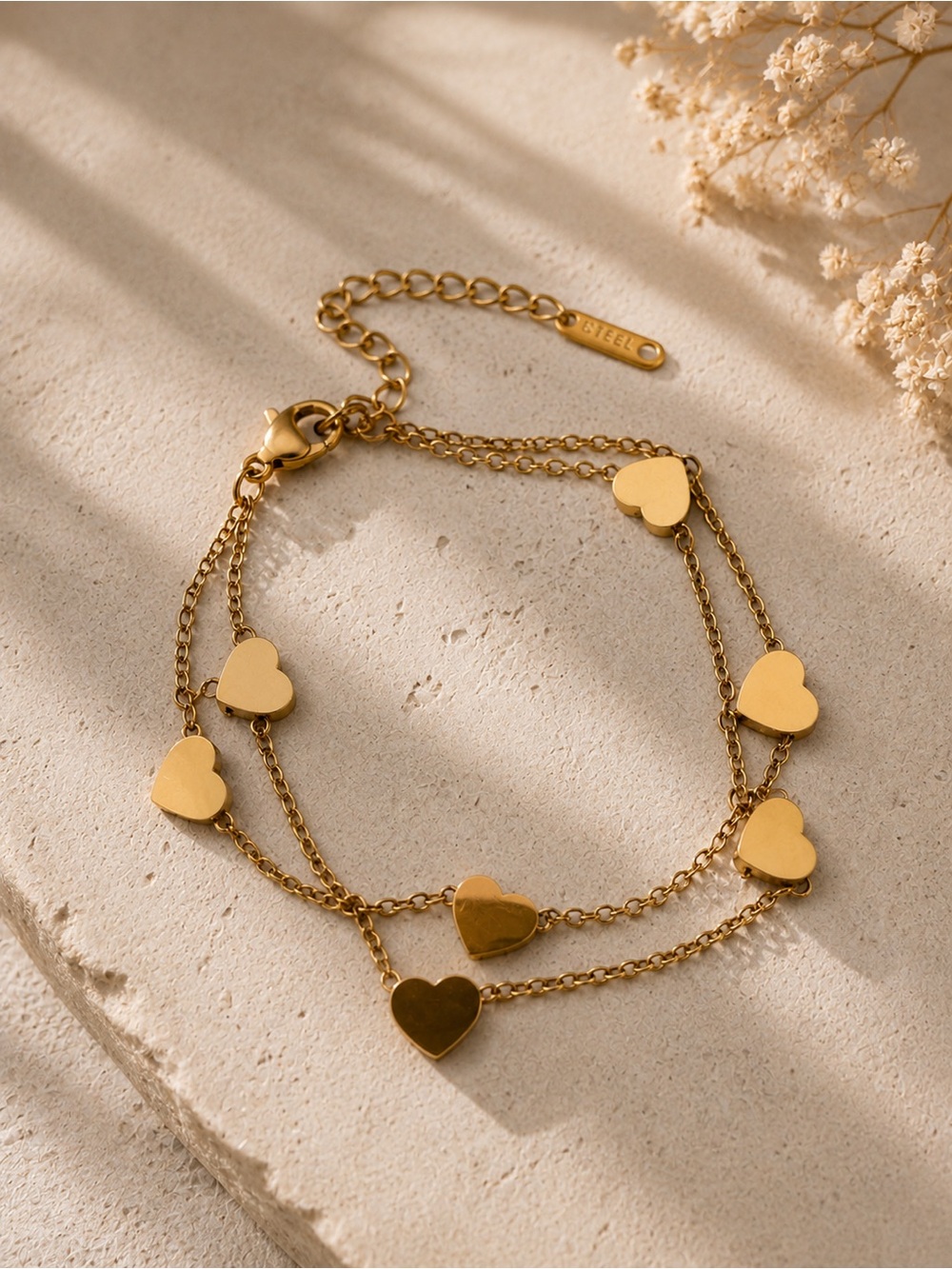 Gold Plated Charm Double-Layer Bracelet